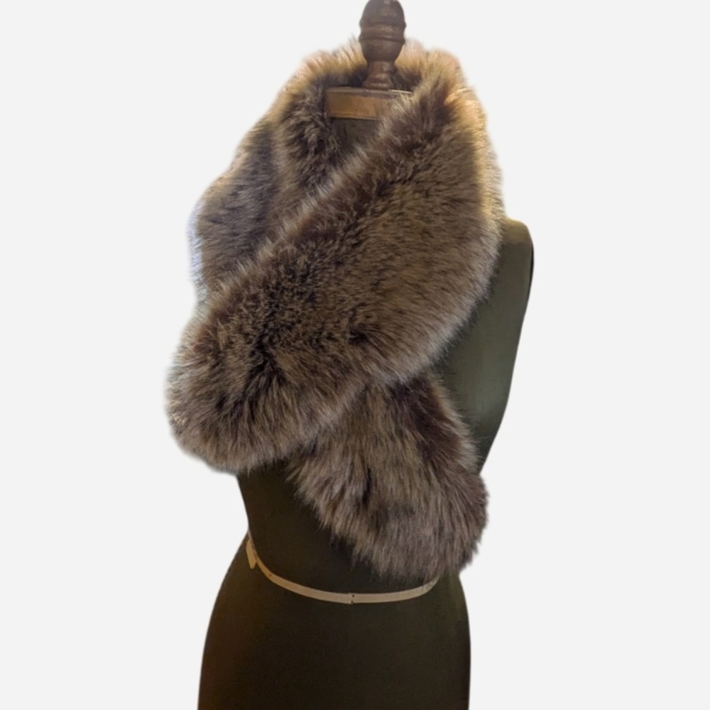 Elegant Brown Faux Fur Scarf